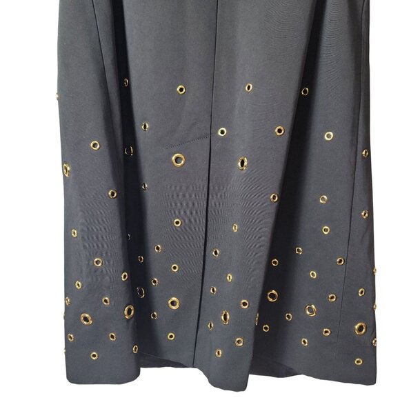 ***SOLD***Michael Kors Black Trench Coat With Gold Studs & Buttons Medium Belted - Picture 11 of 16